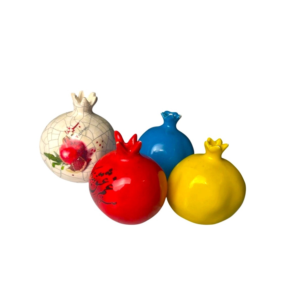 Set of 4 PersianDecorative Ceramic Pomegranate Figurines‎